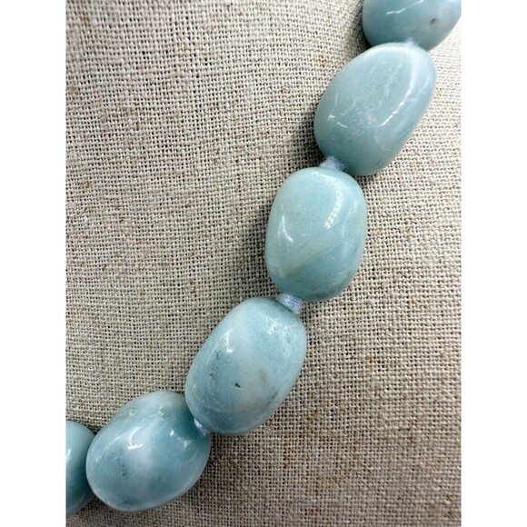 GSJ 925 Sterling Silver Amazonite Chunky Beaded Necklace 19” - Picture 4 of 9